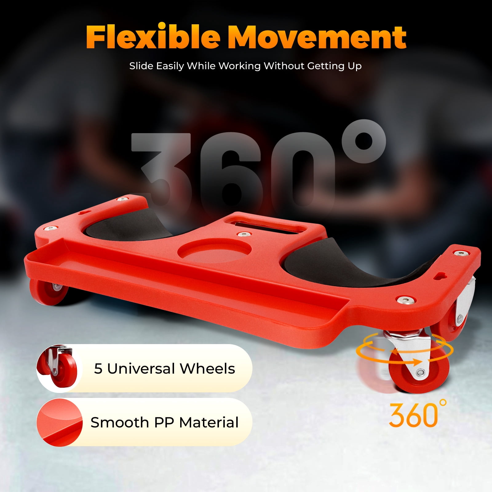 Rolling Knee Pads Durable Wheeled Platform Knee Pad Mechanic Carpenter' Tool for Auto Repair&Maintenance