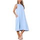 thumbnail image 4 of Vestidos de lino para mujer INSPIRE CHIC, con cuello redondo, corte holgado, sin mangas, vestidos de verano casuales con bolsillos, talla S, color azul, 4 of 6