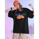 thumbnail image 1 of Camiseta para mujer Suave de veranoRetro Chic Women's "Sweet Life" Graphic Tee - Casual Round Neck, Short Sleeve, Polyester, Machine Washable, Black with Orange & Blue Geometric PrintFather's Day, M, 1 of 6