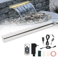 thumbnail image 1 of Stainless Steel Outdoor Wall-Mounted Waterfall Fountain with 7-Color LED, Remote – Saltwater Resistant Water Feature for Pool, Garden, Pond, 36 Inches, 1 of 6