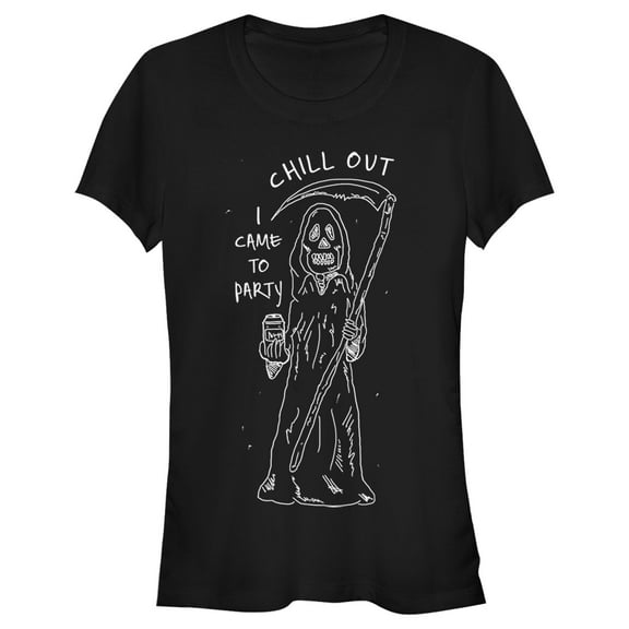 Junior's Lost Gods Halloween Chill Out I Came to Party  Graphic Tee Black Small