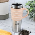 thumbnail image 2 of Mr. Coffee Travertine 16 Ounce Stoneware and Stainless Steel Travel Mug With Lid in Light Pink, 2 of 2