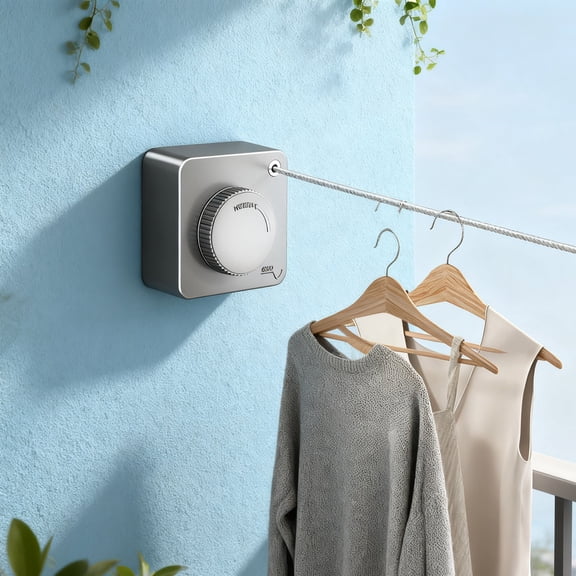 Retractable Clothesline Indoor, Non-Sagging Outdoor Clothes Line Retracting Heavy Duty Clothes Drying Laundry Line Wall Mounted Stainless Steel Line-16 Feets（Black）