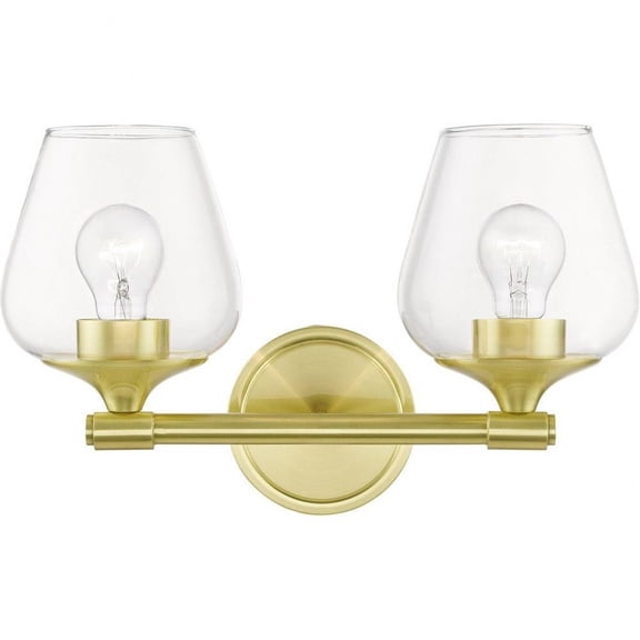 2 Light Bathroom Light in Transitional Style-9.5 inches Tall and 15 inches Wide-Satin Brass Finish Bailey Street Home 218-Bel-4821633