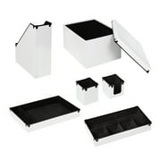 Faux Leather Desk Organization Set, White, 6-Piece