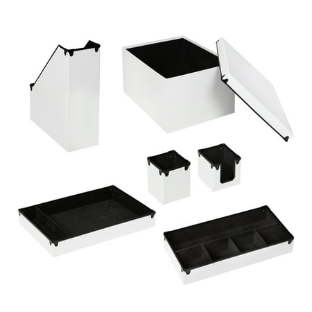 Faux Leather Desk Organization Set, White, 6-Piece