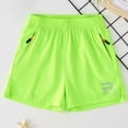 thumbnail image 4 of Boys Athletic Stretchy Shorts with Zipper Pockets Kids Lightweight Running Basketball Soccer Shorts Swim Trunks Green 12-13Y, 4 of 9