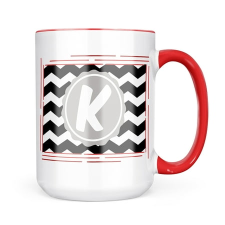 

Neonblond Monogram K Black Chevron Mug gift for Coffee Tea lovers