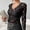 Black, variant on Women'S T Shirts Solid Color V Neck Layer Lace T Shirt Top White L