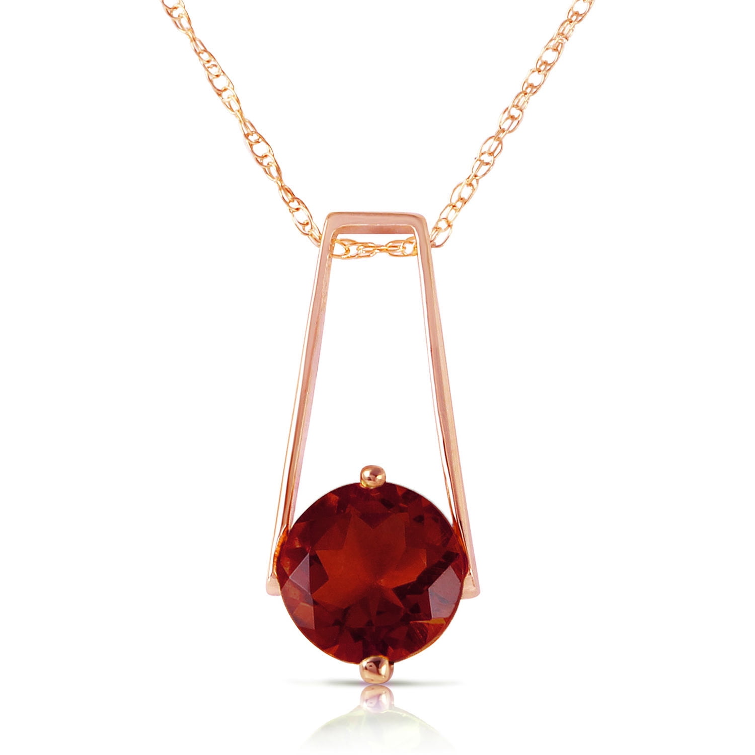 Galaxy Gold 14K Solid Gold Natural Garnet Pendant Necklace for Women - Rose Gold Fine Jewelry