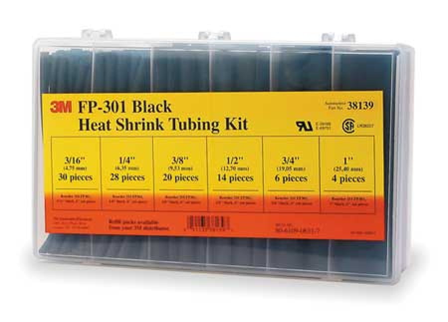 3M FP3013/16 TO 1BLACK5102 PC KITS Heat Shrink Tubing Kit,Black,102