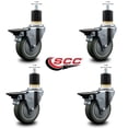 thumbnail image 2 of 4 Inch Gray Poly Swivel 1-7/8 Inch Expanding Stem Caster Set with Brake SCC, 2 of 2