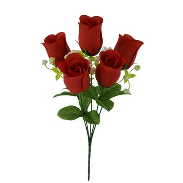 Mainstays 14 inches Indoor Artificial Rose Bud Gypsophila Pick, Red Color.