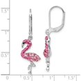 thumbnail image 5 of Sterling Silver Luxury, Opulent Black 58 2 Rhodium-Plated Polished Pink Crystal Flamingo Leverback Earrings, 5 of 5