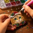 thumbnail image 4 of 10-Pack Cat Christmas Pearl Art Kit with 5D Diamond Painting Ornaments, Multicolor Feline Designs for Cat Lovers, Tree Decorations, 4 of 5