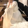 thumbnail image 4 of Women's Elegant V-neck Long Dress French Style Puff Long Sleeves Dress for Banquet Parties, 4 of 5