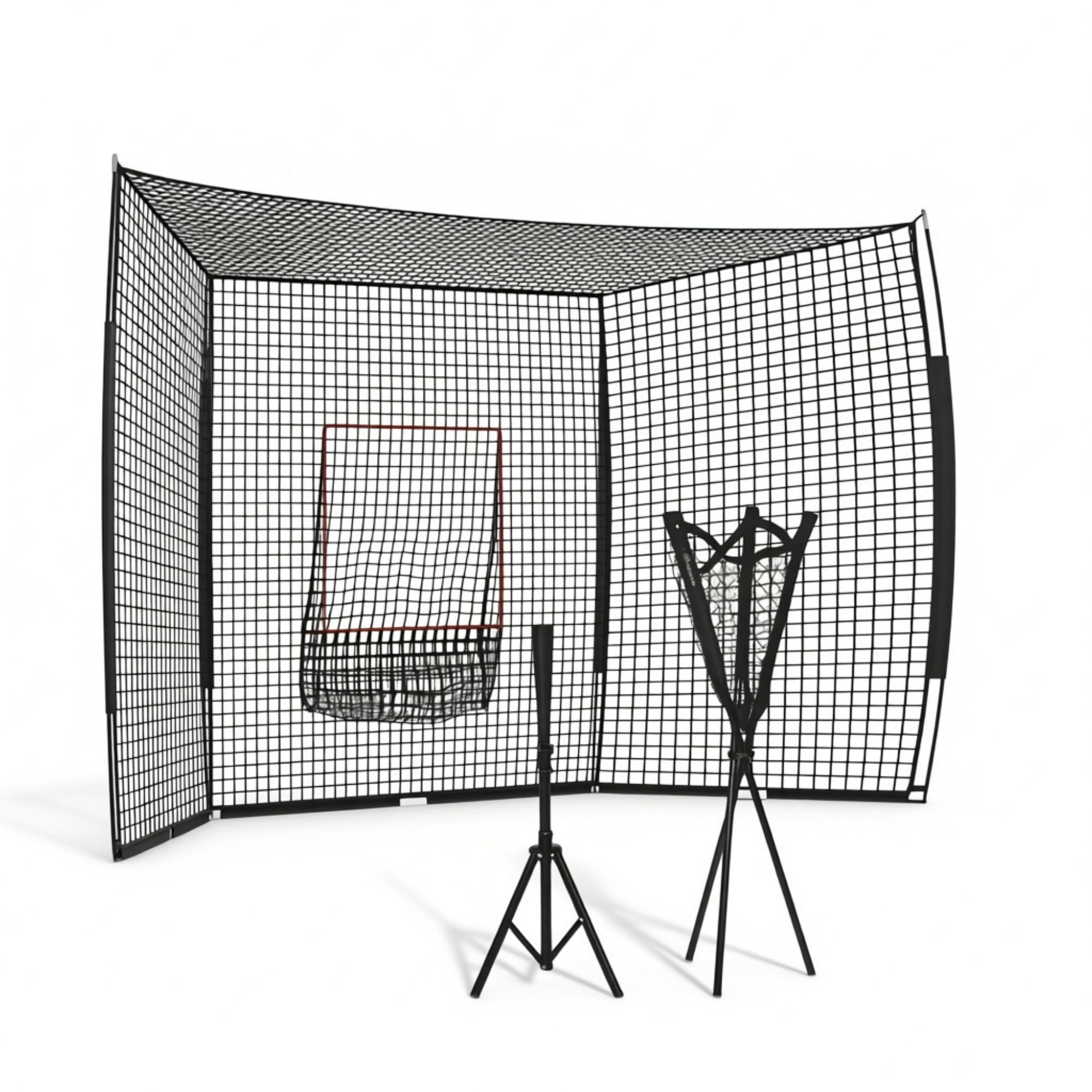 Baseball Batting Practice Equipment Set with Strike Zone Net Adjustable Tee 120-Ball Tripod Caddy & Carry Bag for Backyard Training