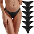 thumbnail image 2 of COMVALUE 6 Pack Women's Thongs Cotton Breathable Panties Bikini Underwear (Black, XS), 2 of 5