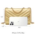 thumbnail image 4 of Bolso bandolera Dasein para mujer, acolchado, dorado, con cadena, 4 of 6