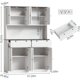 thumbnail image 3 of 71" Tall Kitchen Pantry Cabinet with Charging Station | 47" w Storage Cabinet with Countertop, 2 Drawers, Microwave Stand for Kitchen, Dining Room, Living Room, 3 of 7