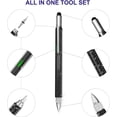thumbnail image 2 of Metal Screwdriver Pen Pocket 6 in 1 Multi-Tool Pens- Multi-Functional & Sturdy Aluminum DIY Tool Ballpoint Pen with Screwdriver, Stylus, Bubble Level, Ruler & Phillips Flathead Bit (2-pack black), 2 of 5