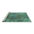 thumbnail image 2 of Ahgly Company Machine Washable Indoor Round Medallion Turquoise Blue Traditional Area Rugs, 5' Round, 2 of 4