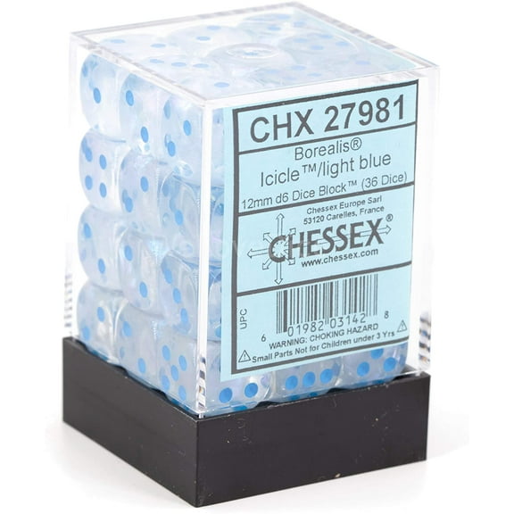 Borealis 12Mm D6 Icicle/Lt Bl Luminar 36 Dice Set offered by Publisher Services