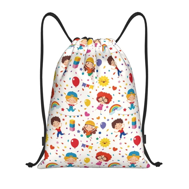 Fotbe Childrens Party Bolsa Mochila con Cordón Estampada, Bolsa de Gimnasio Deportiva, Bolsa Cinch, Bolsa con Cordón para Hombres y Mujeres-Small