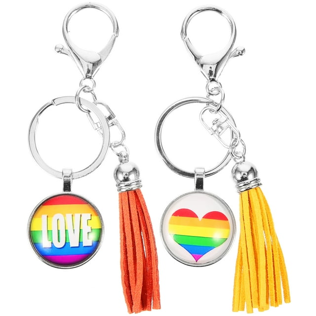 2 llaveros LGBT decorativos de arcoíris para fiestas, regalo de metal.