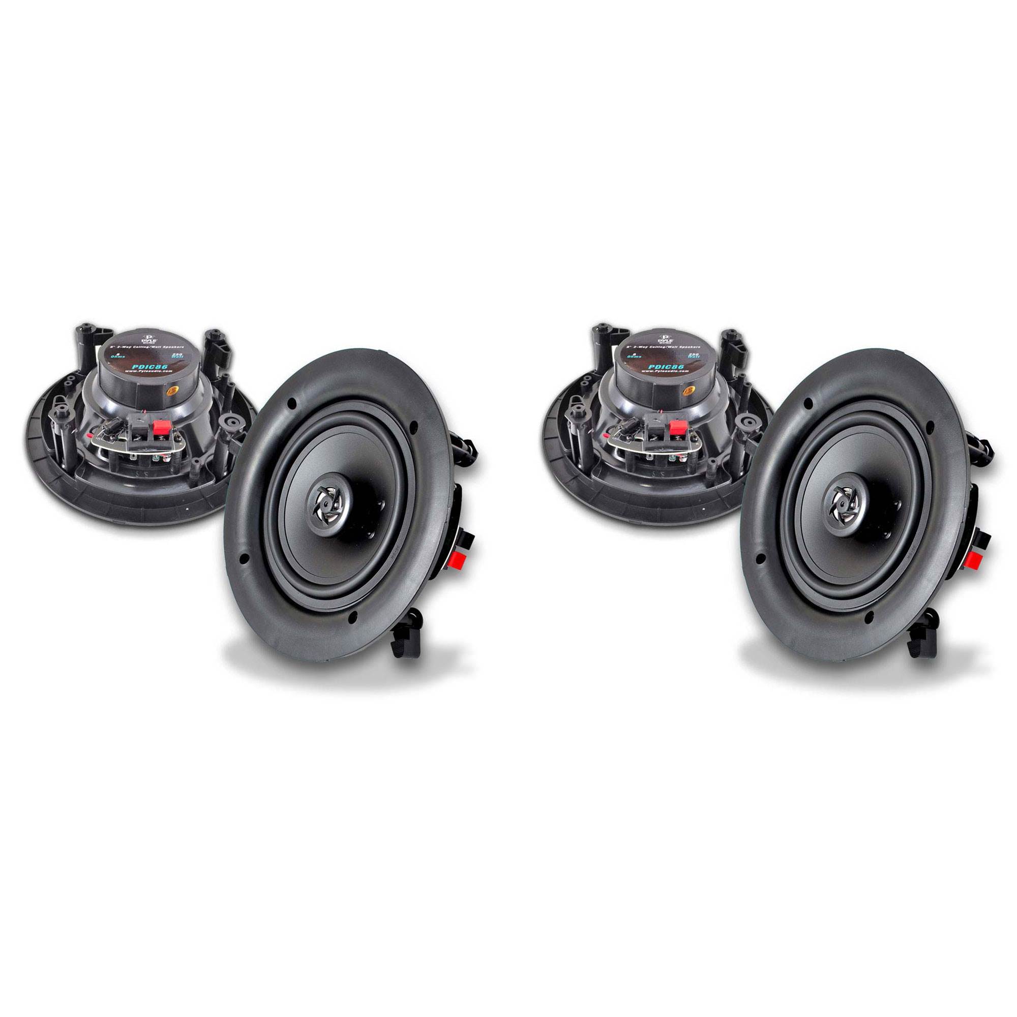 Pyle 8" Flush Mount Wall & Ceiling 250W 2Way Stereo Speakers (4 Pack