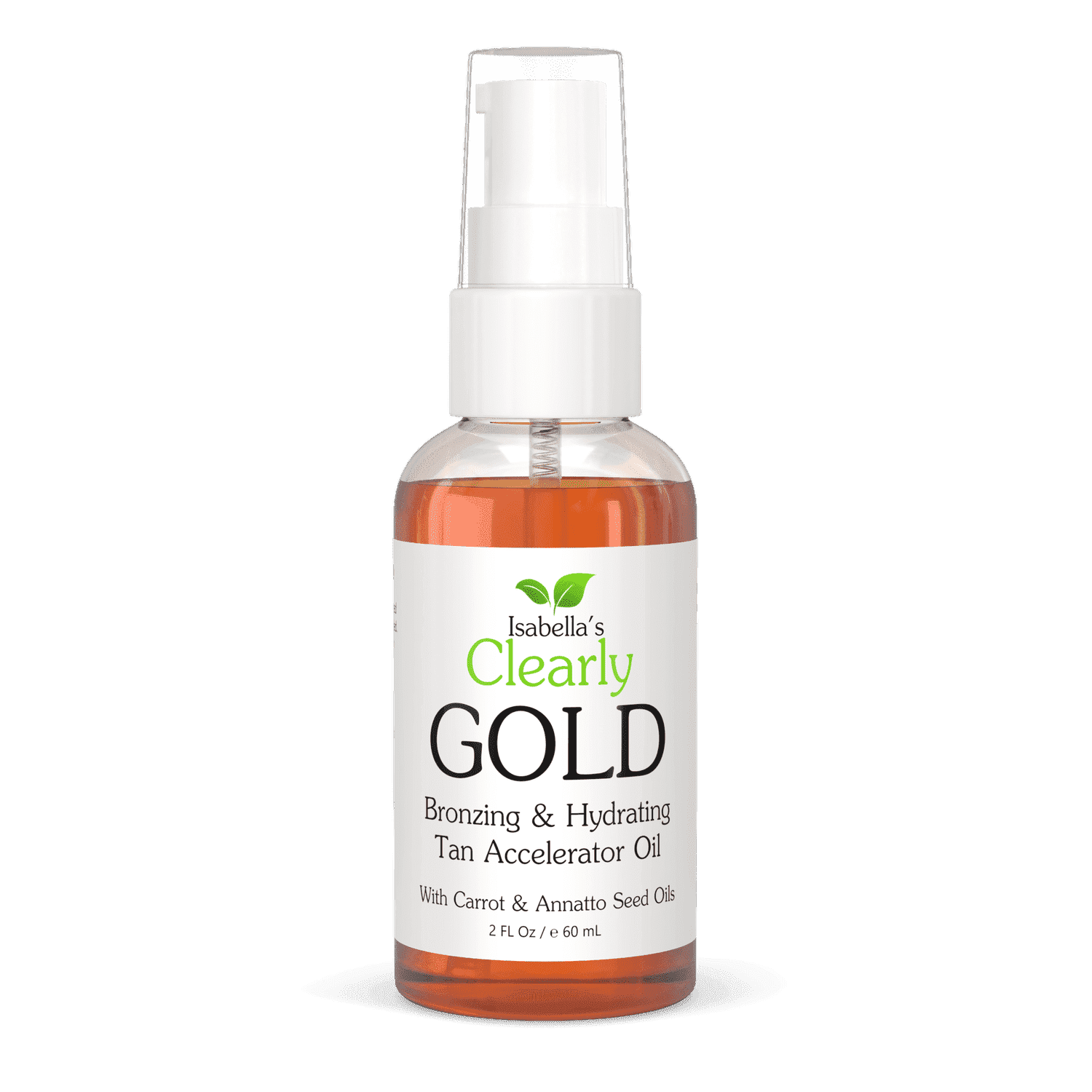 Isabella's Clearly GOLD, Natural Indoor and Outdoor Tanning Oil with Bronzer | Moisturizing Sun Tan Accelerator for a Healthy Bronze Glow with Carrot Seed Oil | Made in USA