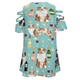 thumbnail image 5 of Australian Shepherd Blue And Red Merle Wine Cocktails Yappy Hour Pattern Dog Breed Womens Summer V Neck Zipper Top Short Sleeve T Shirt Off Shoulder Top Casual Classy Loose Shirts, 5 of 7