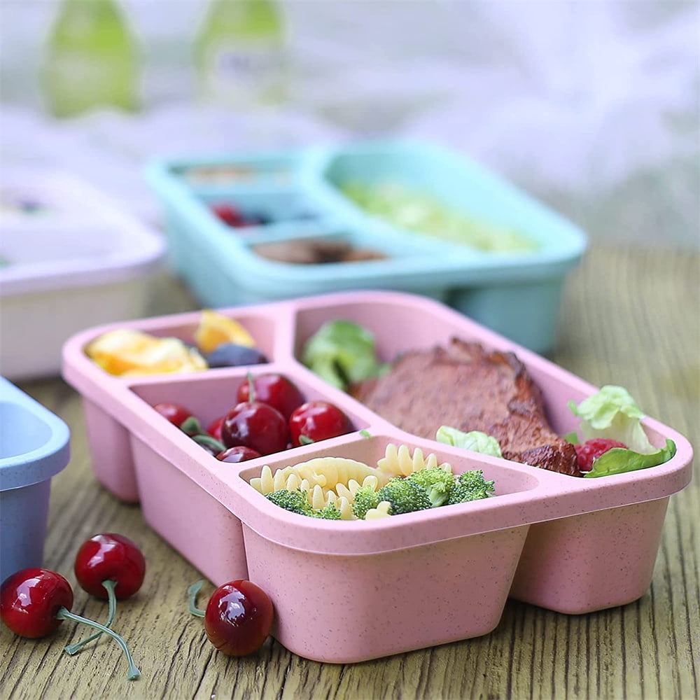 1pc Reusable Meal Prep Container Snack Box, 4 Grids Stackable Lunch Box,  Portable Food Storage Container, Suitable For Work And Travel, Random Color
