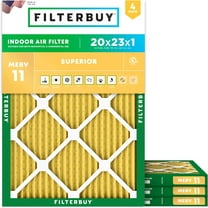 Filterbuy 20x23x1 MERV 11 Allergen Defense, Pleated HVAC AC Furnace Air Filters (4-Pack)