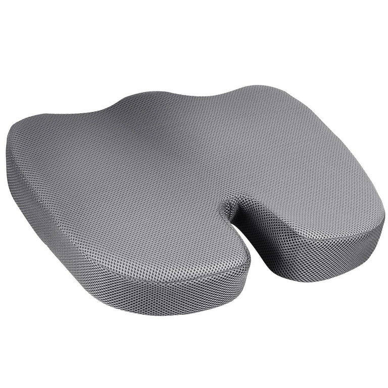 Home Office Seat Cushion, Comfort Memory Foam Chair Cushion for Tailbone,  Coccyx, Back & Sciatica Pain Relief, Gray 