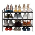 thumbnail image 5 of Seville Classics 3-Tier Stackable Interlock 12-Pair Resin Slat Sturdy Metal Frame Shoe Storage Rack Organizer, Espresso Slat, 5 of 16