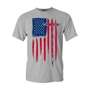 Shop4Ever Men's American Flag with Cross Graphic T-shirt XXX-Large Sports Grey