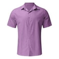 thumbnail image 3 of Male Summer Hawaii Solid Shirt Short Sleeve Double Pocket Turn Down Collar Button Shirt, 3 of 4