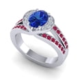 thumbnail image 2 of 2.35 Carat Stunning Oval Cut Blue Sapphire & Red Ruby Gemstone Engagement Ring for Women Solid 18K White Gold Size 5 by Diamond-Capitals, 2 of 8