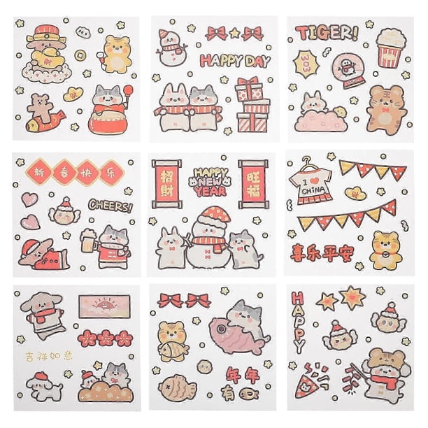 1 Set of PVC New Year Stickers Scrapbook Decorative Materials DIY Accessories