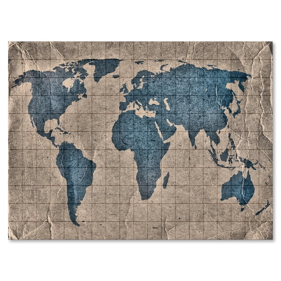 Designart ' Ancient World Map I ' Rustic Canvas Wall Art Print
