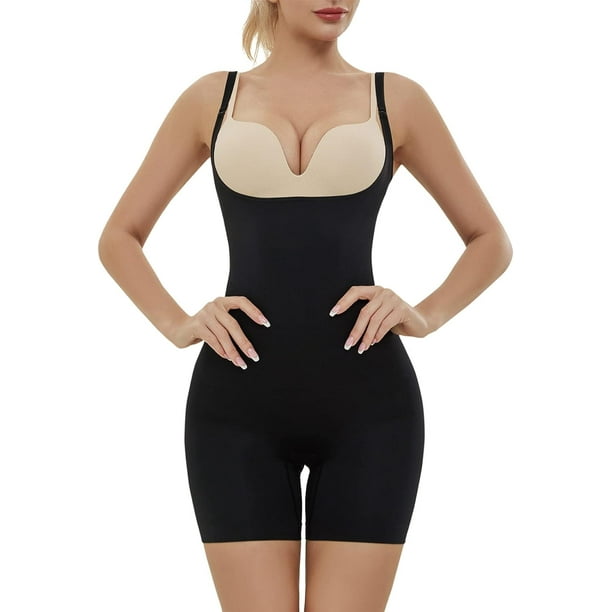 Fesfesfes Woman's Solid Color Bodysuit Chest Cushion Shapewear Jumpsuit  Comfortable Out Bra Underwear body Shaper Gifts for Her Sale 
