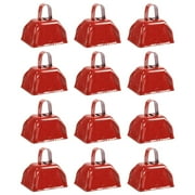 Blue Panda 12 Pack 3-inch Cowbells with Handle, Red Hand Percussion Cow Bells Noise Makers for Sporting Events, School Celebrations, Sports Parties, Football Games Noise Makers