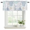 thumbnail image 2 of Blue Aqua Grey Coastal Valances for Windows, Decorative Rod Pocket Window Valance Curtains, Summer Beach Coral Shell Starfish Short Curtain Drapes for Kitchen/Living Room, 2 Panels, 42" W x 12" L, 2 of 8