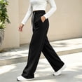 thumbnail image 6 of Dnhxils Womens Wide Leg Sweatpants with Pockets Casual Drawstring Pants Loose Trousers for Ladies Fall Fashion Outfits Black M, 6 of 7
