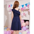 thumbnail image 5 of Oudiya Girls One Shoulder Dress Formal Ruffle Trim Birthday Party Dresses with Belted Pockets for Kids 5-12Y, 5 of 7