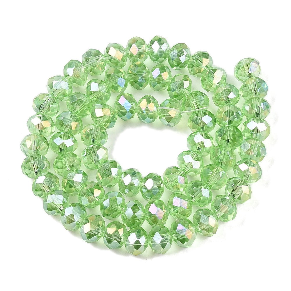 Electroplate Glass Beads Strands AB Color Plated Faceted Rondelle Pale Green 8x6mm Hole: 1mm 60~62pcs/strand 39~40cm for diy