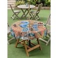 thumbnail image 4 of Outdoor Tablecloths with Umbrella Hole & Zipper, Seahorse Coastal Round Tablecloth 54 Inch, Summer Nautical Starfish Coral Brown Anchor Waterproof Table Cloth, Patio/Pool/Picnic Table Covers, 4 of 8