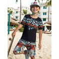 thumbnail image 3 of Mikrdoo Big Boys Summer Clothes Color Graffiti Print Casual Fashion Matching T-shirt & Elastic Full Print Shorts 2Pcs Outfits Sizes 7-15, 3 of 9