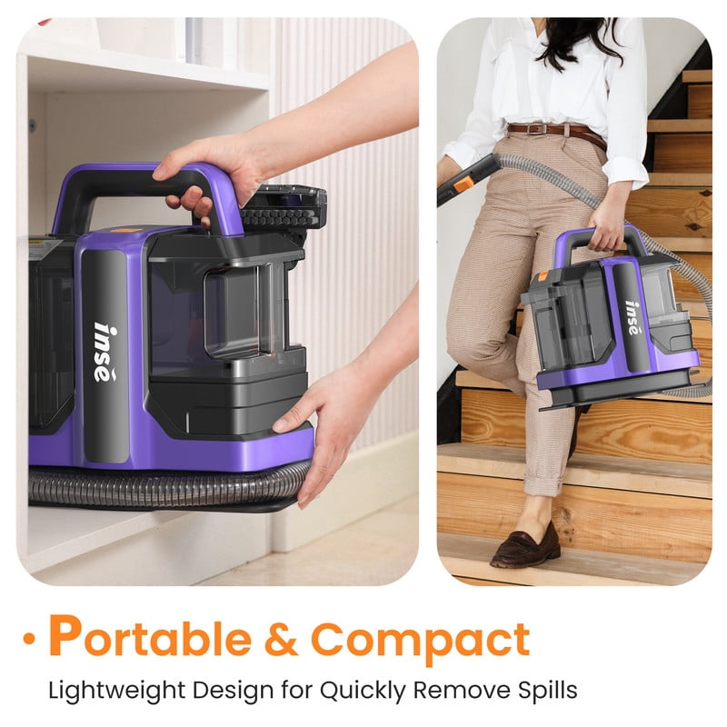 POWEART Portable Carpet Cleaner, for Carpet, Upholstery & Auto, Large Tank, Strong Suction, Spot Stain Cleaner with 8.5oz Deep Clean Pro Formula